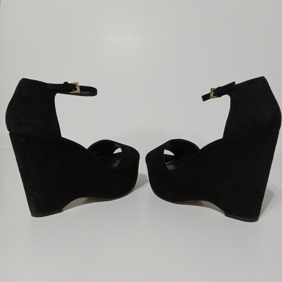 Michael Kors Black Platform Wedge Sandal Size 7 - Picture 4 of 11